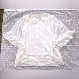 EUC Zara Off White Sheer Top Size S